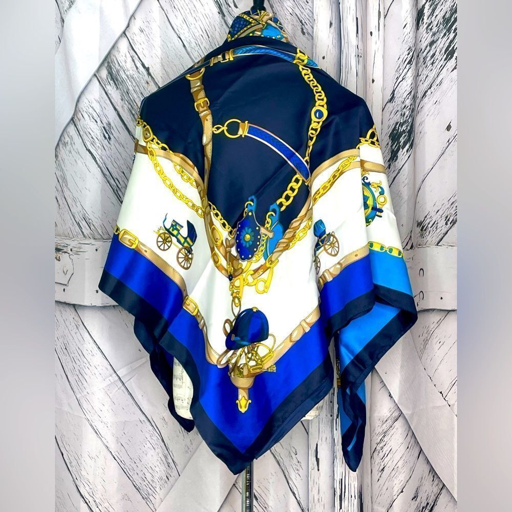 Equestrian Horsebit Satin ScarfβLarge 46βX48β